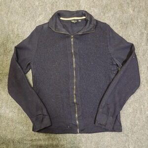 BOSS Hugo Boss Mens Full Zip Mock Neck Knit Cardigan Sweater Navy Blue Size S
